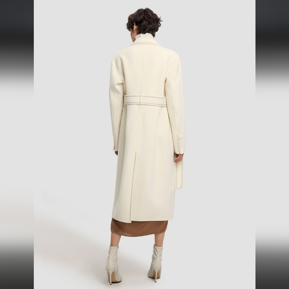 🆕 Lattelier Modern Double-Breasted Wool Cashmere Coat in Ivory - Picture 6 of 11